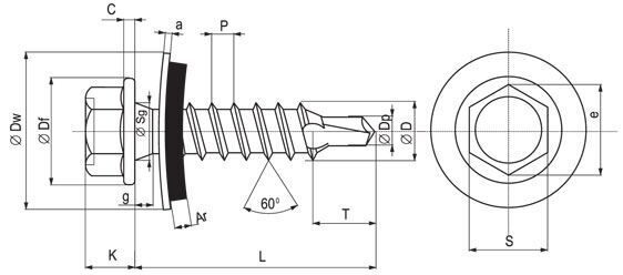 Кровельный саморез 5,5х19, с шайбой EPDM, RAL м (50шт/100шт/250шт)